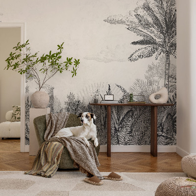 Peel and stick wallpaper mural featuring a tropical scenery design