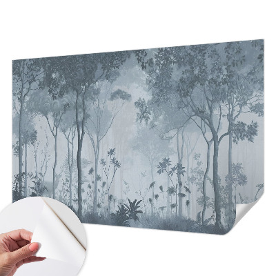 Self-adhesive wall mural with a mystic forest motif