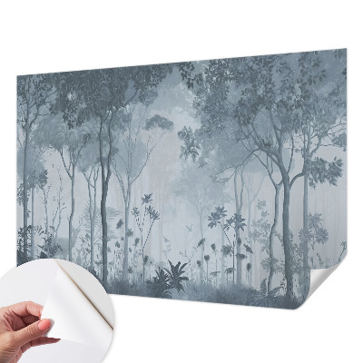 Self-adhesive wall mural with a mystic forest motif