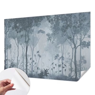 Self-adhesive wall mural with a mystic forest motif