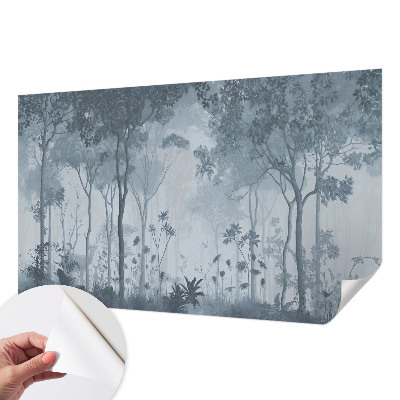Self-adhesive wall mural with a mystic forest motif