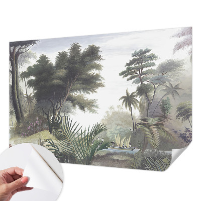 Baby room wall mural with an exotic landscape design