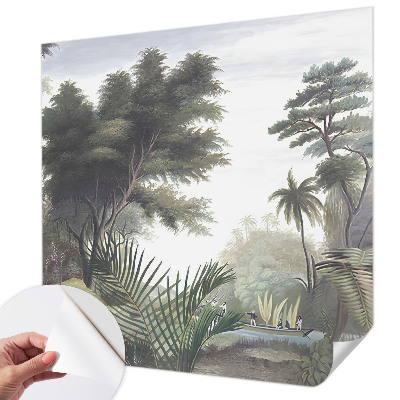 Baby room wall mural with an exotic landscape design