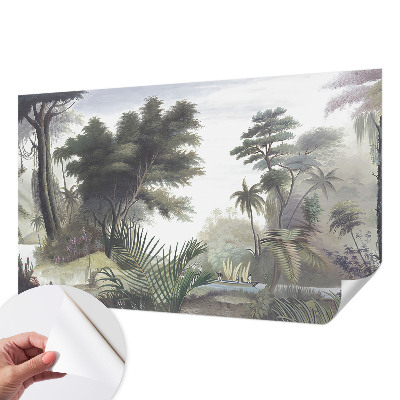Baby room wall mural with an exotic landscape design