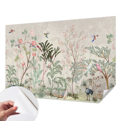 Self-adhesive photo wallpaper with a tropical oasis design