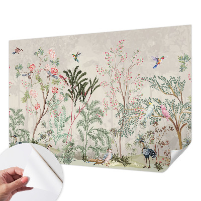 Self-adhesive photo wallpaper with a tropical oasis design