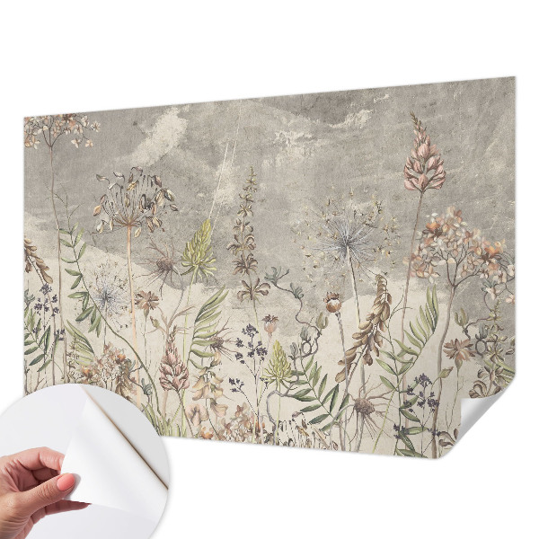 Stick-on wall mural with a wild plants design