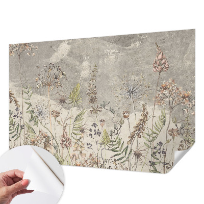 Stick-on wall mural with a wild plants design