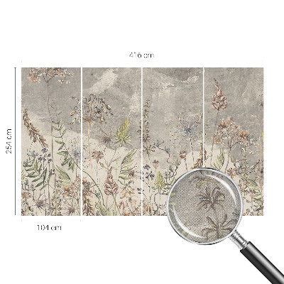 Stick-on wall mural with a wild plants design