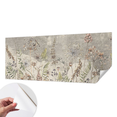 Stick-on wall mural with a wild plants design