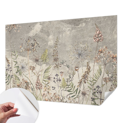 Stick-on wall mural with a wild plants design