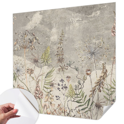 Stick-on wall mural with a wild plants design