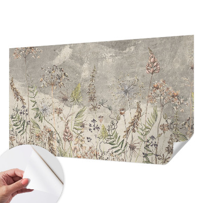 Stick-on wall mural with a wild plants design