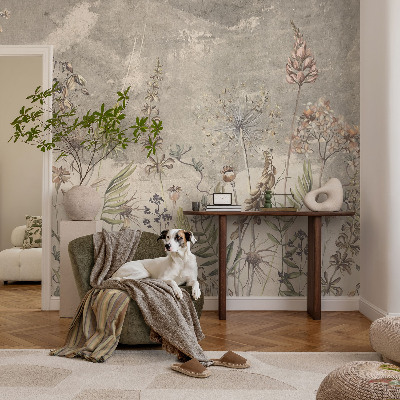 Stick-on wall mural with a wild plants design
