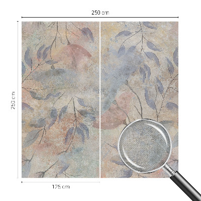 Removable wall mural with an abstract leaves design