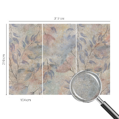 Removable wall mural with an abstract leaves design