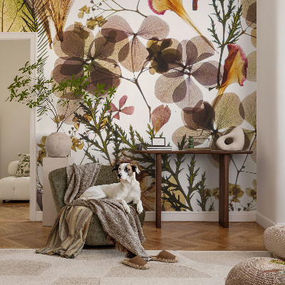 Removable wall mural wallpaper with a natural composition