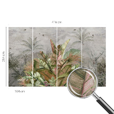 Peel and stick wall mural for bedroom with an exotic jungle design