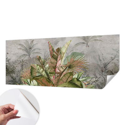 Peel and stick wall mural for bedroom with an exotic jungle design