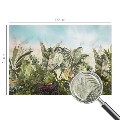 Peel and stick wall mural for living room with a tropical paradise design