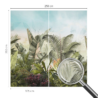 Peel and stick wall mural for living room with a tropical paradise design