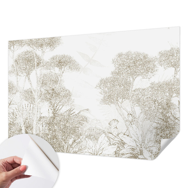 Peel and stick wall mural for kids' room with tropical vegetation design