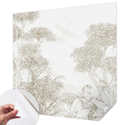 Peel and stick wall mural for kids' room with tropical vegetation design