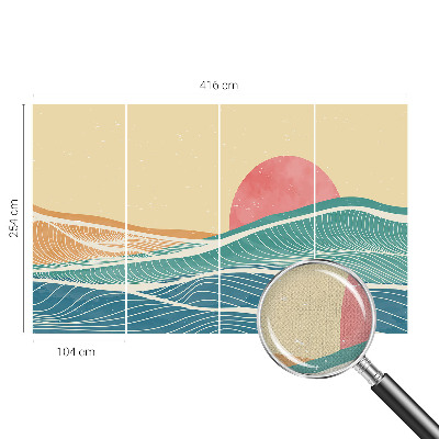 3D wall mural with a sea waves design