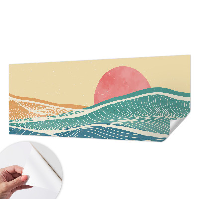 3D wall mural with a sea waves design