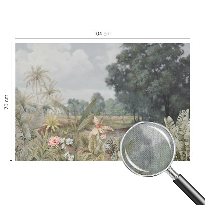Nursery wall mural with an exotic landscape design