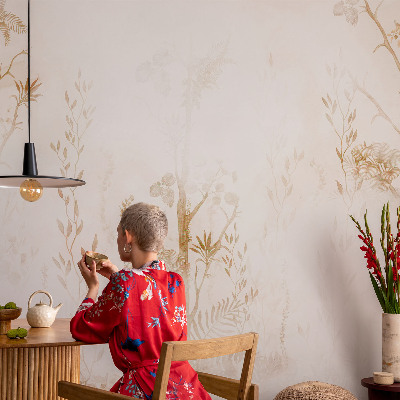 Baby room wall mural with a botanical elegance design for nurseries