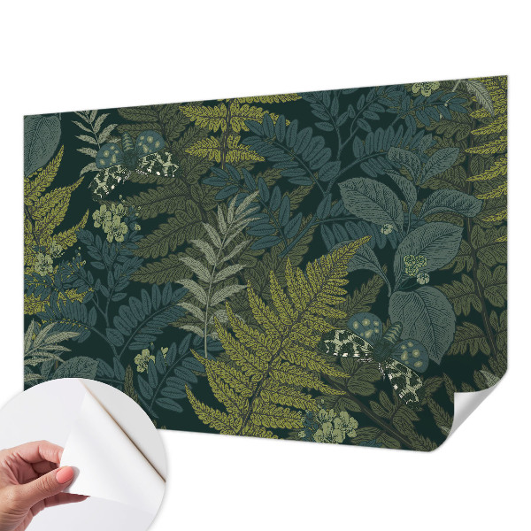 Self-adhesive wall mural with a green elegant design