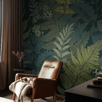 Self-adhesive wall mural with a green elegant design