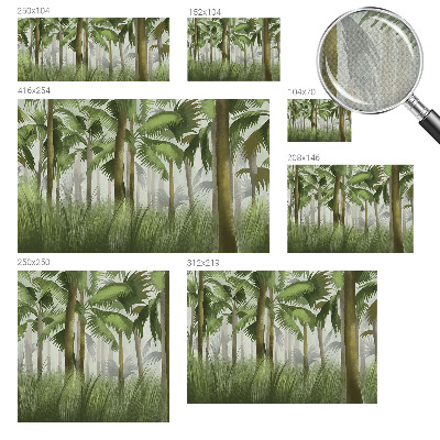 Peel and stick wall mural with a tropical forest design