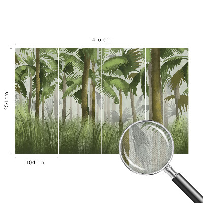 Peel and stick wall mural with a tropical forest design