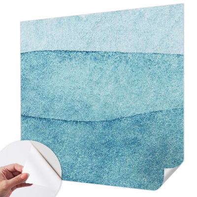 Peel and stick wallpaper mural with a blue waves design