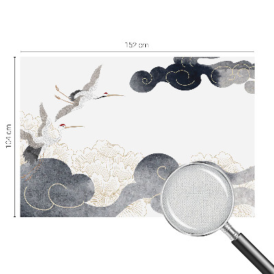 Removable wall mural featuring cranes in flight