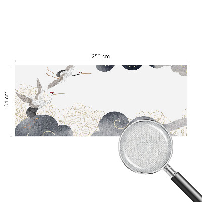 Removable wall mural featuring cranes in flight
