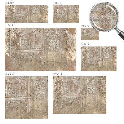 Removable wall mural wallpaper with historical ornament motifs