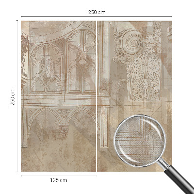 Removable wall mural wallpaper with historical ornament motifs