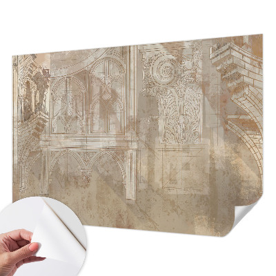 Removable wall mural wallpaper with historical ornament motifs