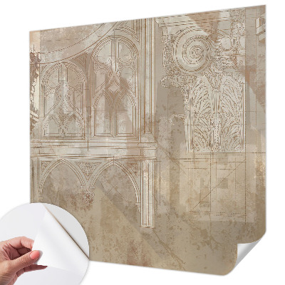 Removable wall mural wallpaper with historical ornament motifs