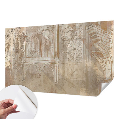 Removable wall mural wallpaper with historical ornament motifs