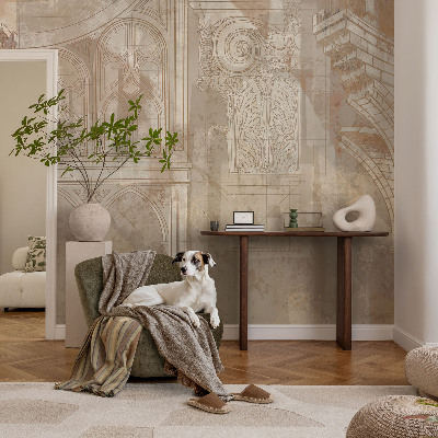 Removable wall mural wallpaper with historical ornament motifs