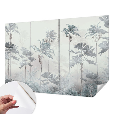 Peel and stick wall mural for bedroom with a tropical landscape design