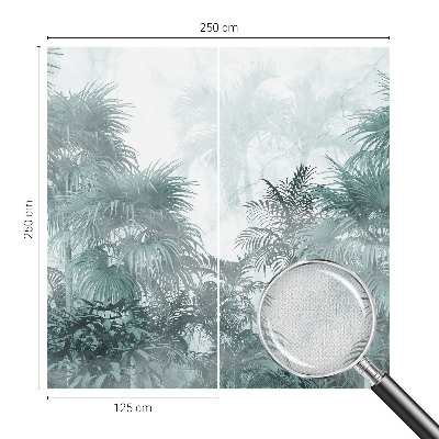 Peel and stick wall mural for kids' room with an exotic green botanical pattern