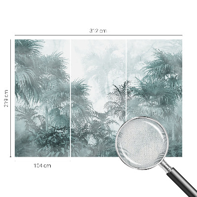 Peel and stick wall mural for kids' room with an exotic green botanical pattern