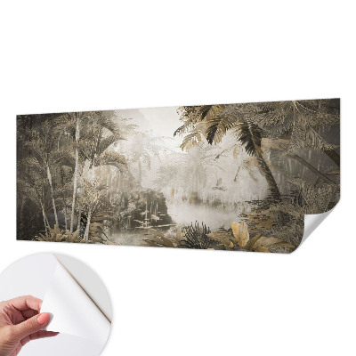 Nursery wall mural with a tropical forest design