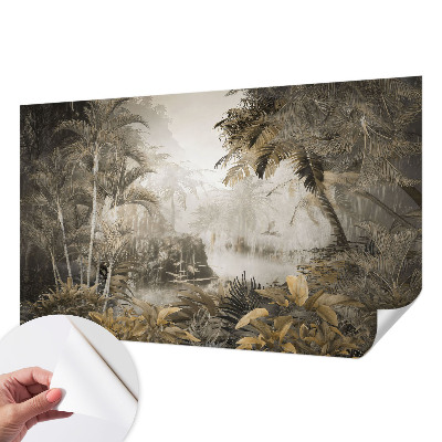 Nursery wall mural with a tropical forest design