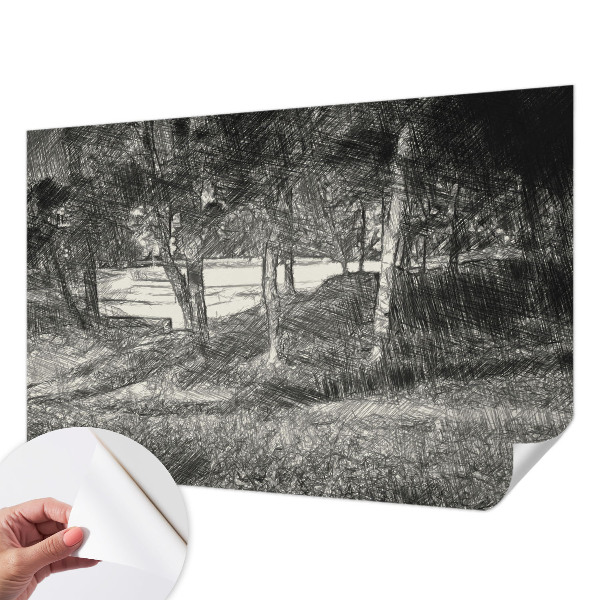 Peel and stick wall mural showing a peaceful landscape